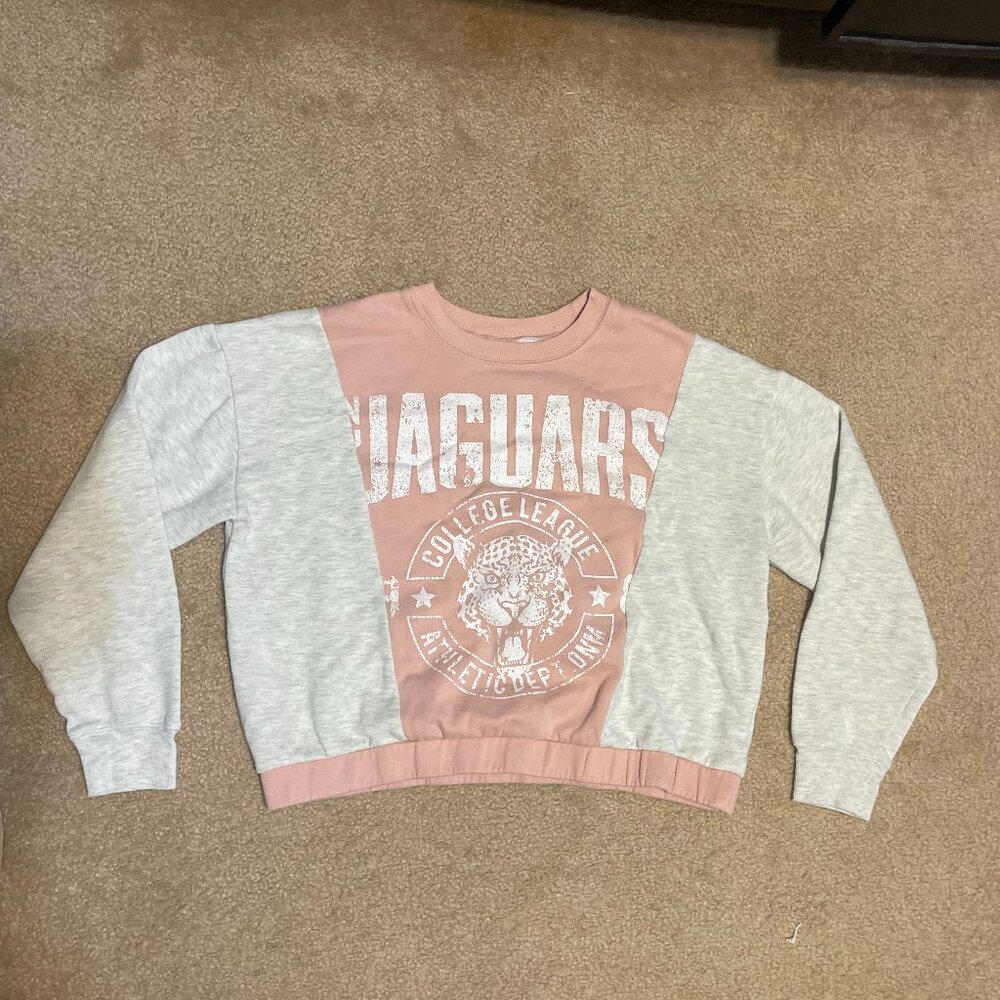 Cropped Sweatshirt-Pink/Grey-LG-Jaguar